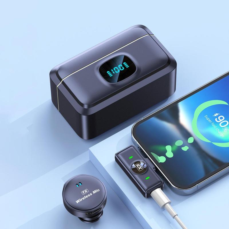 2-in-1 Wireless Collar Microphone with Noise Reduction, Type-C Receiver & Charging Case