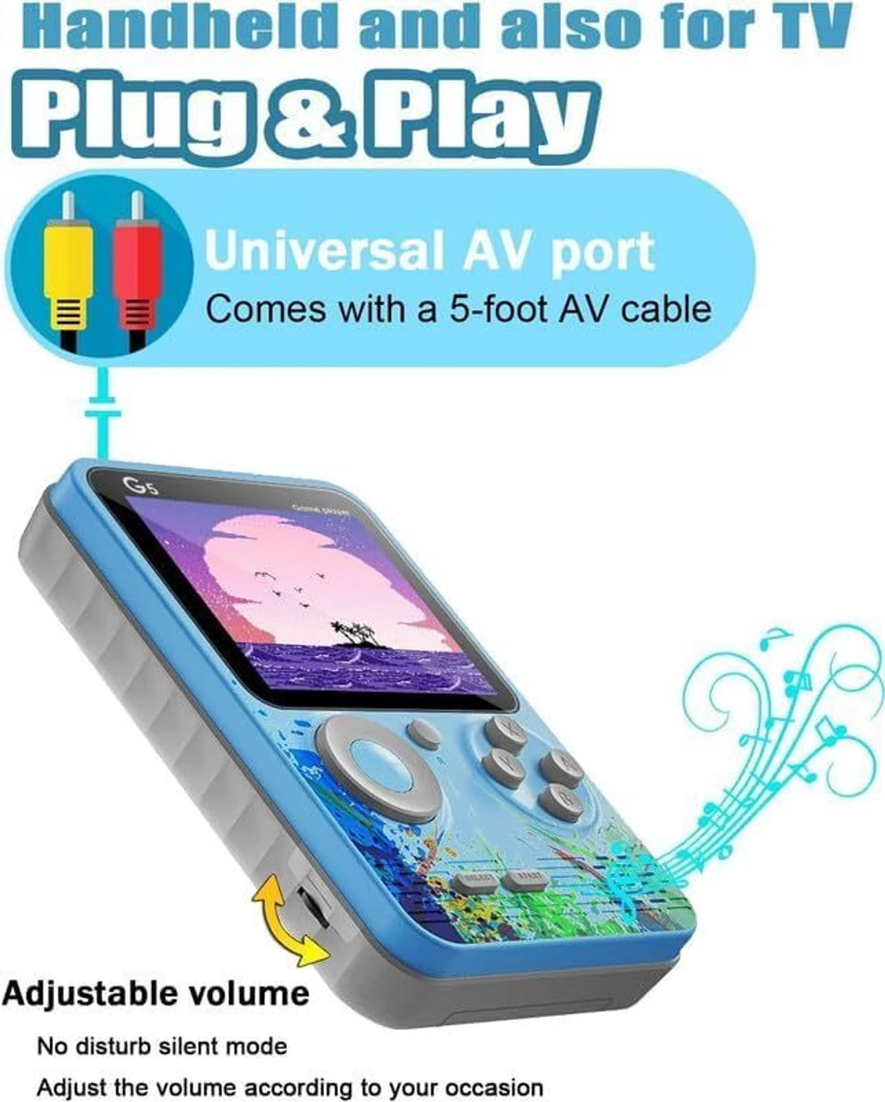 G5 Game Box 500 in 1 Retro Handheld Gaming Console – Color May Vary