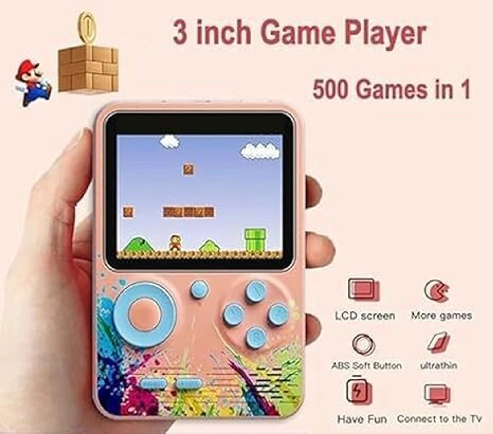 G5 Game Box 500 in 1 Retro Handheld Gaming Console – Color May Vary