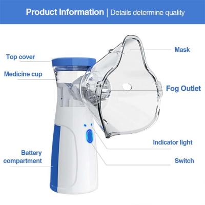 Compact handheld ultrasonic nebulizer showing fine mist output