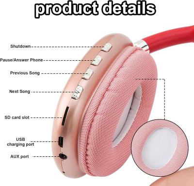 P9 Bluetooth Headphones (Rose Gold) – Wireless Max Headset, Deep Bass, Hands-Free Calling, Comfortable Fit, Compatible with All Bluetooth Devices