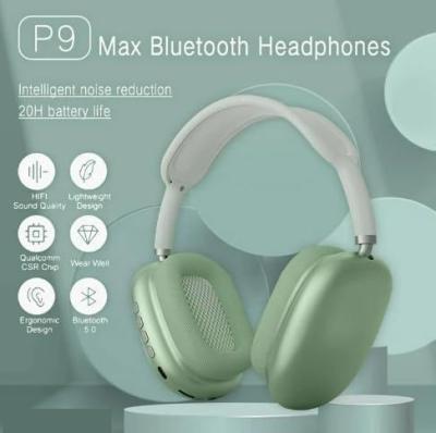 P9 Bluetooth Headphones with Mic – Wireless Max Headset Green | Deep Bass, Long Battery