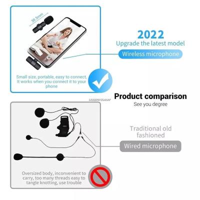 Packaging of K8 Wireless Clip Microphone with accessories laid out – ready to ship