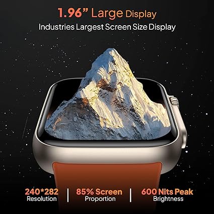 T800 Ultra Smart Watch 1.99 inch Infinite Display,Bluetooth Calling,Heart Rate Tracking, Sports Features (T800 Orange (Without SIM))