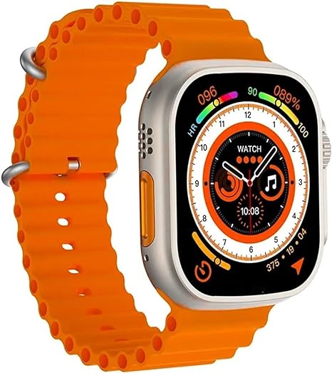T800 Ultra Smart Watch 1.99 inch Infinite Display,Bluetooth Calling,Heart Rate Tracking, Sports Features (T800 Orange (Without SIM))