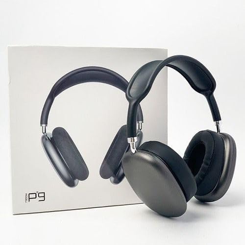 P9 On-Ear Bluetooth Headphones with Mic – Wireless Max Headset, Deep Bass, Hands-Free Calling, Comfortable Fit – Black