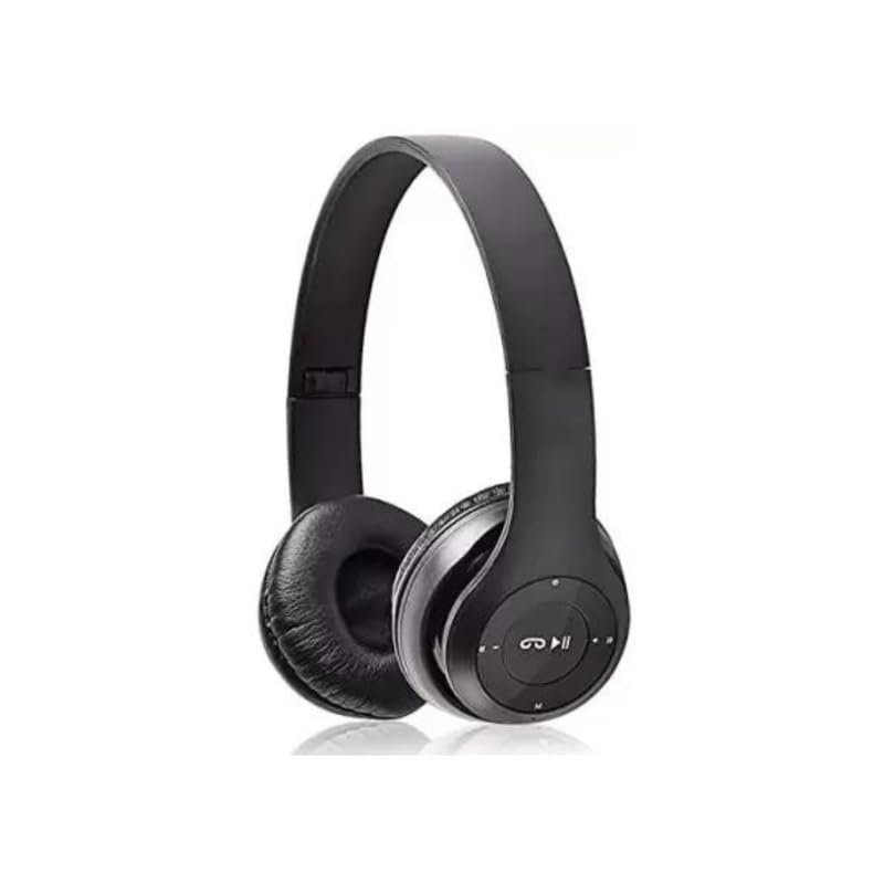 P47 Wireless Bluetooth Headphones with Mic, FM, SD Card & Hands-Free Calling – Lightweight Foldable Design