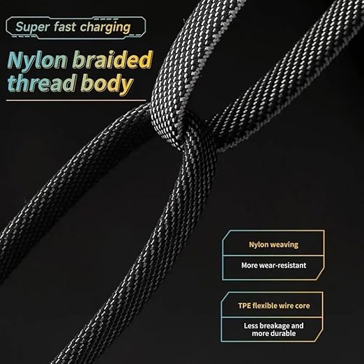 Powerful 4-in-1 Fast Charging Cable – Type-C, Micro USB & Lightning | 65W Durable Nylon Cable