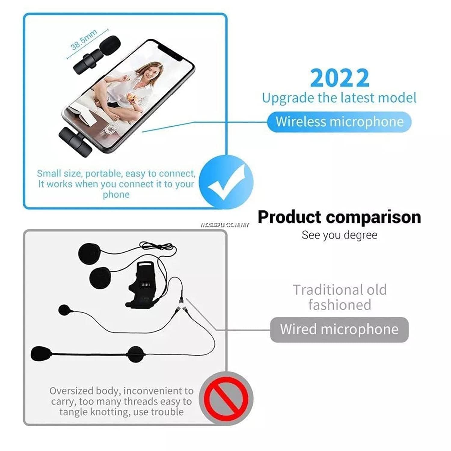 2 in 1 K8 Wireless Clip Microphone – Portable Mini Mic with Universal Type-C