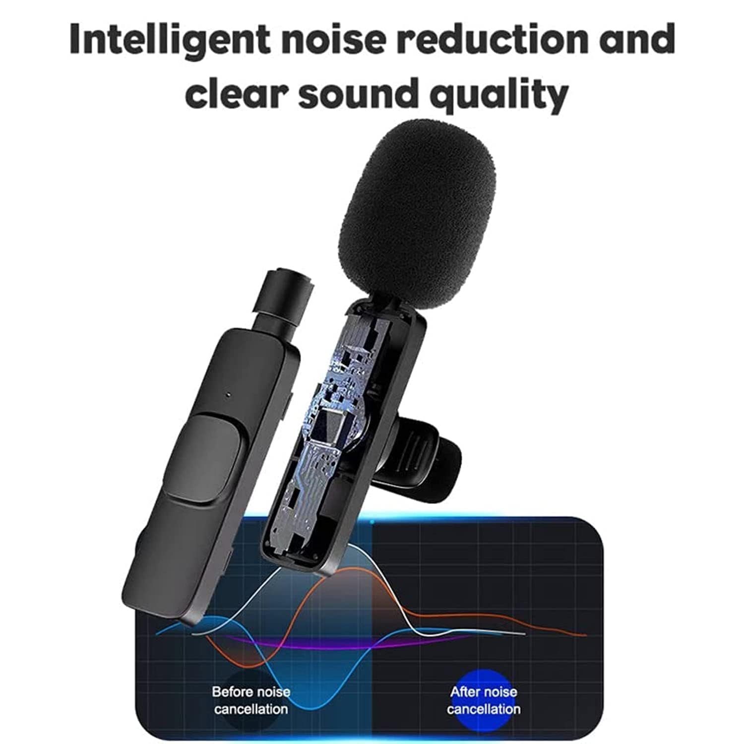 2 in 1 K8 Wireless Clip Microphone – Portable Mini Mic with Universal Type-C