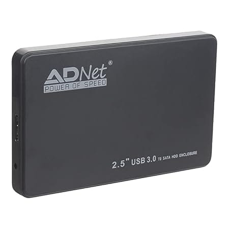 ADNET 2.5"(6.3cm) USB 3.0 HDD Enclosure Case Cover for SATA HDD | SATA HDD Enclosure High Speed USB 3.0 | Tool Free Installation | Black