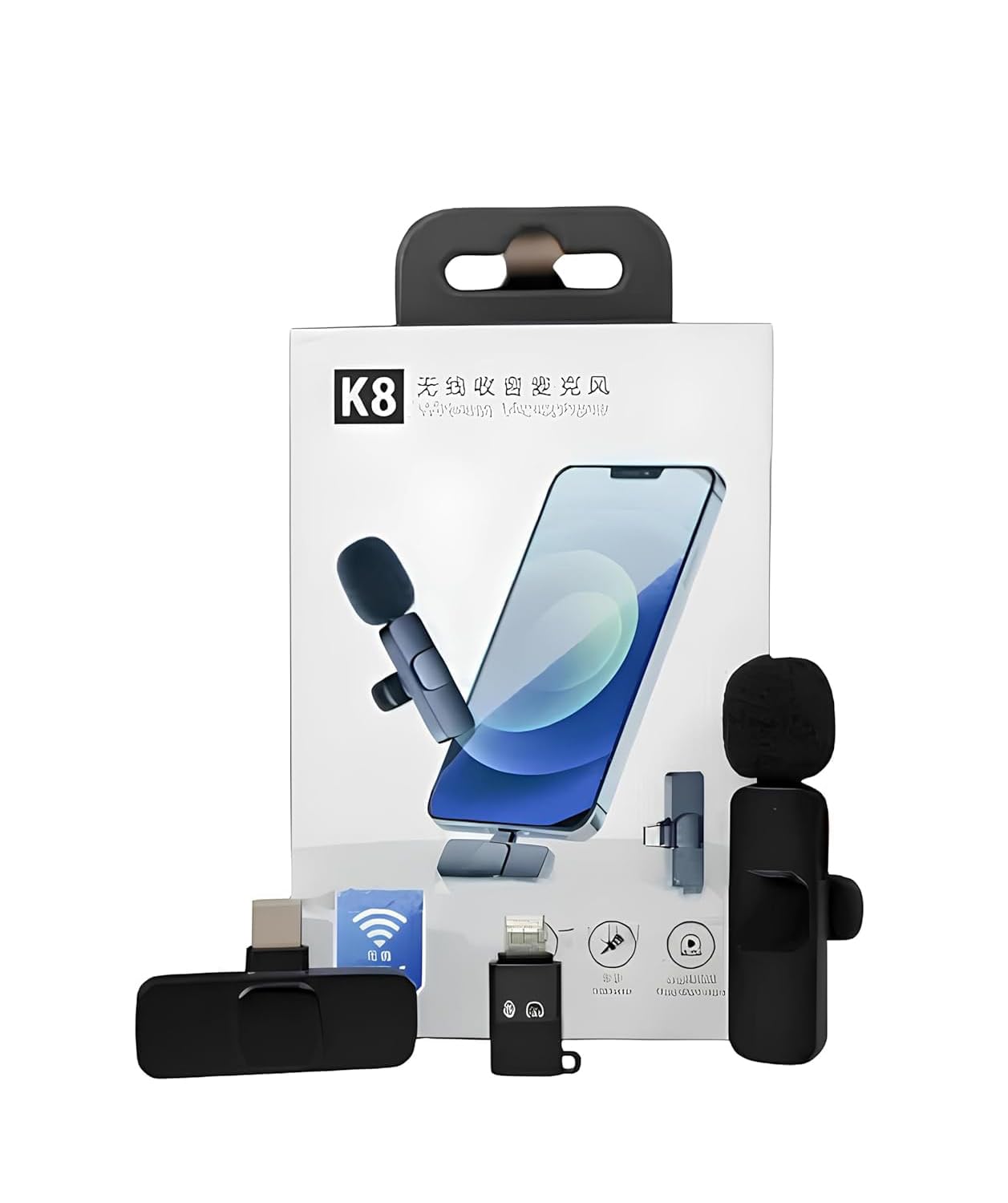 2 in 1 K8 Wireless Clip Microphone – Portable Mini Mic with Universal Type-C