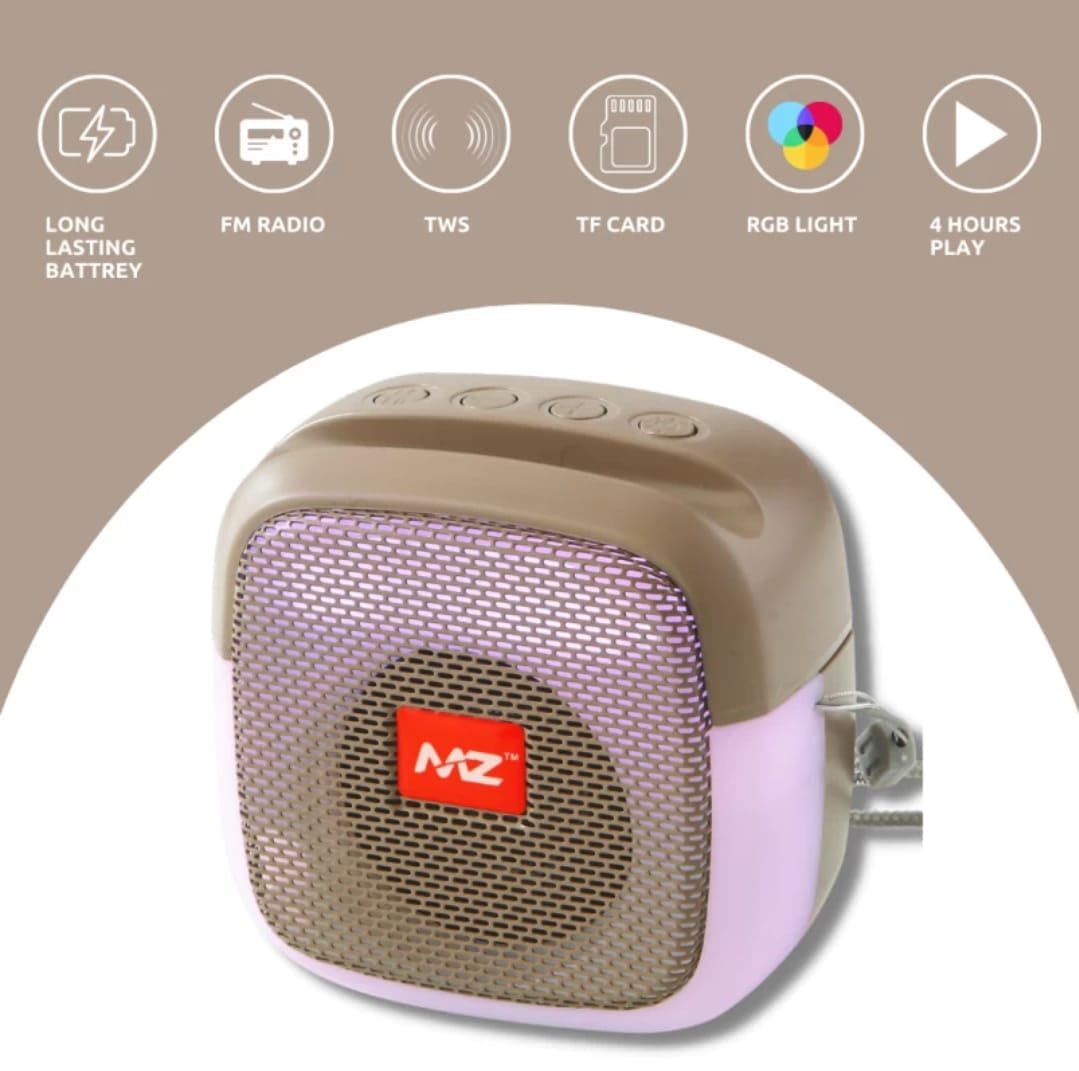 MZ M424SP Portable Bluetooth Speaker – 5W Stereo, Disco LED, FM, USB/TF/AUX, High Bass Sound